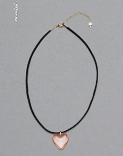 Motel Rocks Accessories-Mimi Pink Glass Heart Necklace