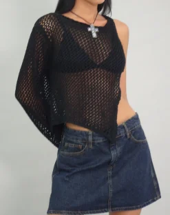 Motel Rocks A Line Skirts | Denim Skirts-Mini A-Line Skirt in Denim Indigo DenimIndigo