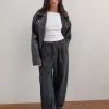 Motel Rocks Wide Leg Pants-Misha Wide Leg Trouser in Pinstripe Black PinstripeBlack