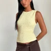 Motel Rocks Basic Tops | Vest Tops-Mohala Top in Bubble Knit Soft Yellow BubbleKnitSoftYellow