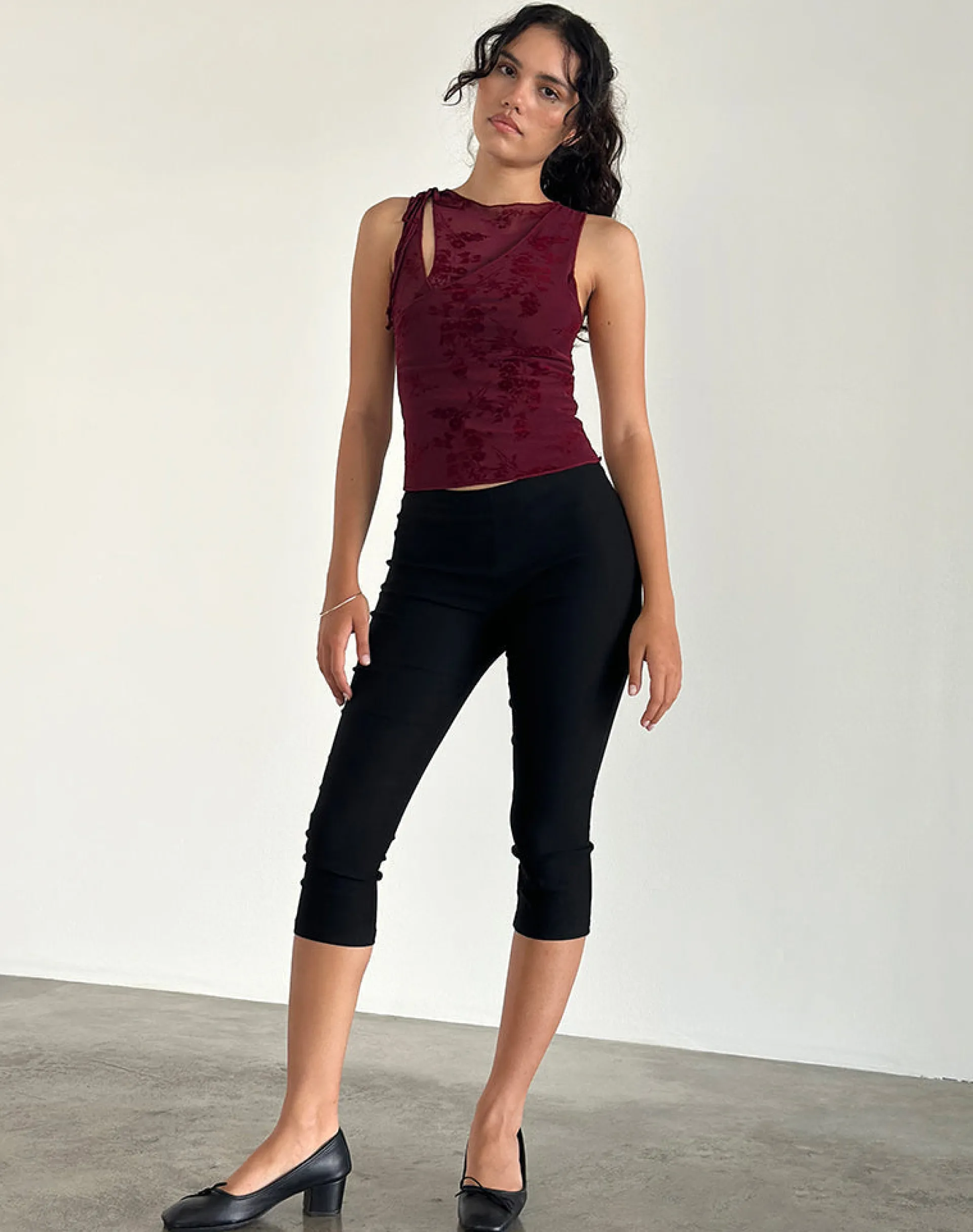 Motel Rocks Vest Tops | Going Out Tops-Moni Vest Top in Botanical Flower Maroon BotanicalFlowerMaroon