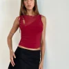 Motel Rocks Going Out Tops-Moni Vest Top in Mesh Cherry MeshCherry