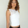 Motel Rocks Vest Tops | Going Out Tops-Moni Vest Top in Mesh Ivory MeshIvory