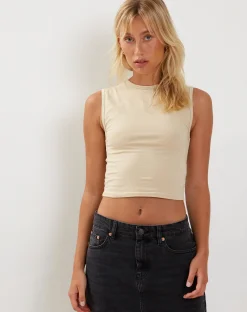 Motel Rocks Basic Tops | Crop Tops-Monlo Vest Top in Coconut Milk CoconutMilk
