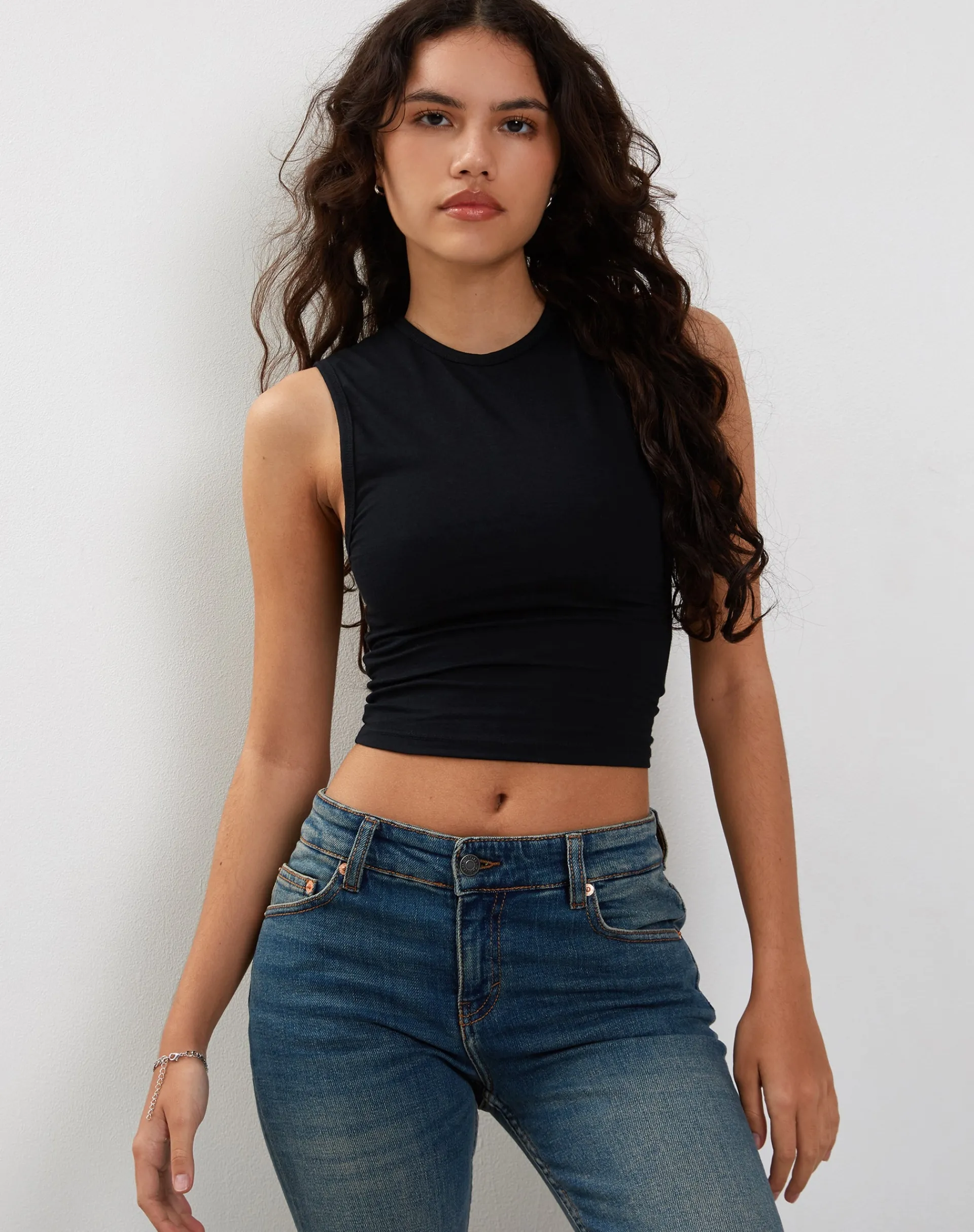 Motel Rocks Basics | Vest Tops-Monlo Vest Top in Lycra Black LycraBlack