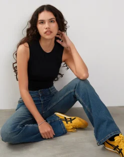 Motel Rocks Basics | Vest Tops-Monlo Vest Top in Lycra Black LycraBlack