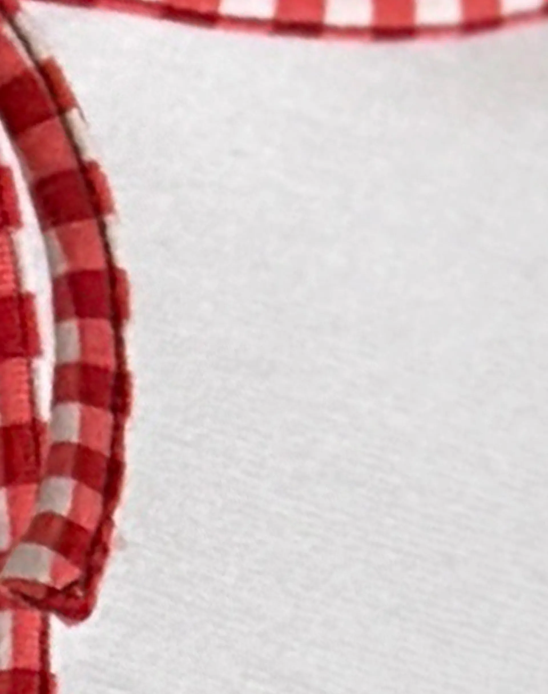Motel Rocks Basic Tops-Monsel Tie Front Top in White with Red Gingham Binding WhitewithRedGinghamBinding