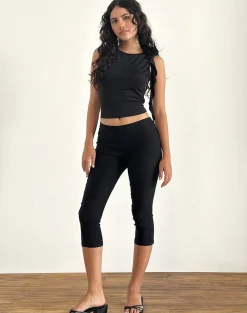 Motel Rocks Going Out Tops-Morena Rosette Top in Black