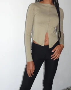 Motel Rocks Long Sleeve Tops-MOTEL X JACQUIE Fenrin Long Sleeve Butterfly Jersey Top in London Fog LondonFog