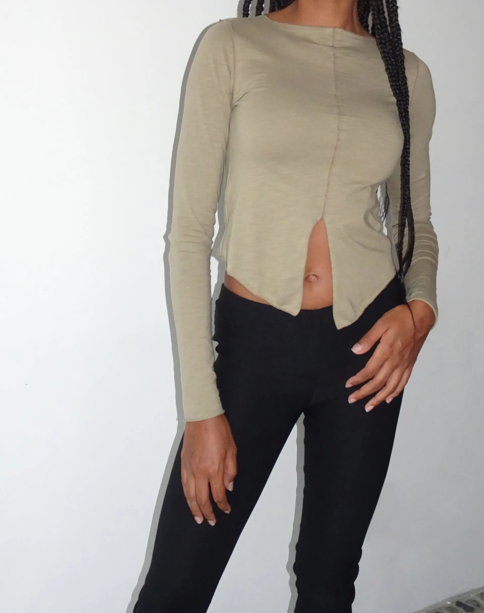 Motel Rocks Long Sleeve Tops-MOTEL X JACQUIE Fenrin Long Sleeve Butterfly Jersey Top in London Fog LondonFog