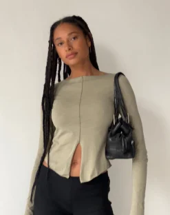 Motel Rocks Long Sleeve Tops-MOTEL X JACQUIE Fenrin Long Sleeve Butterfly Jersey Top in London Fog LondonFog