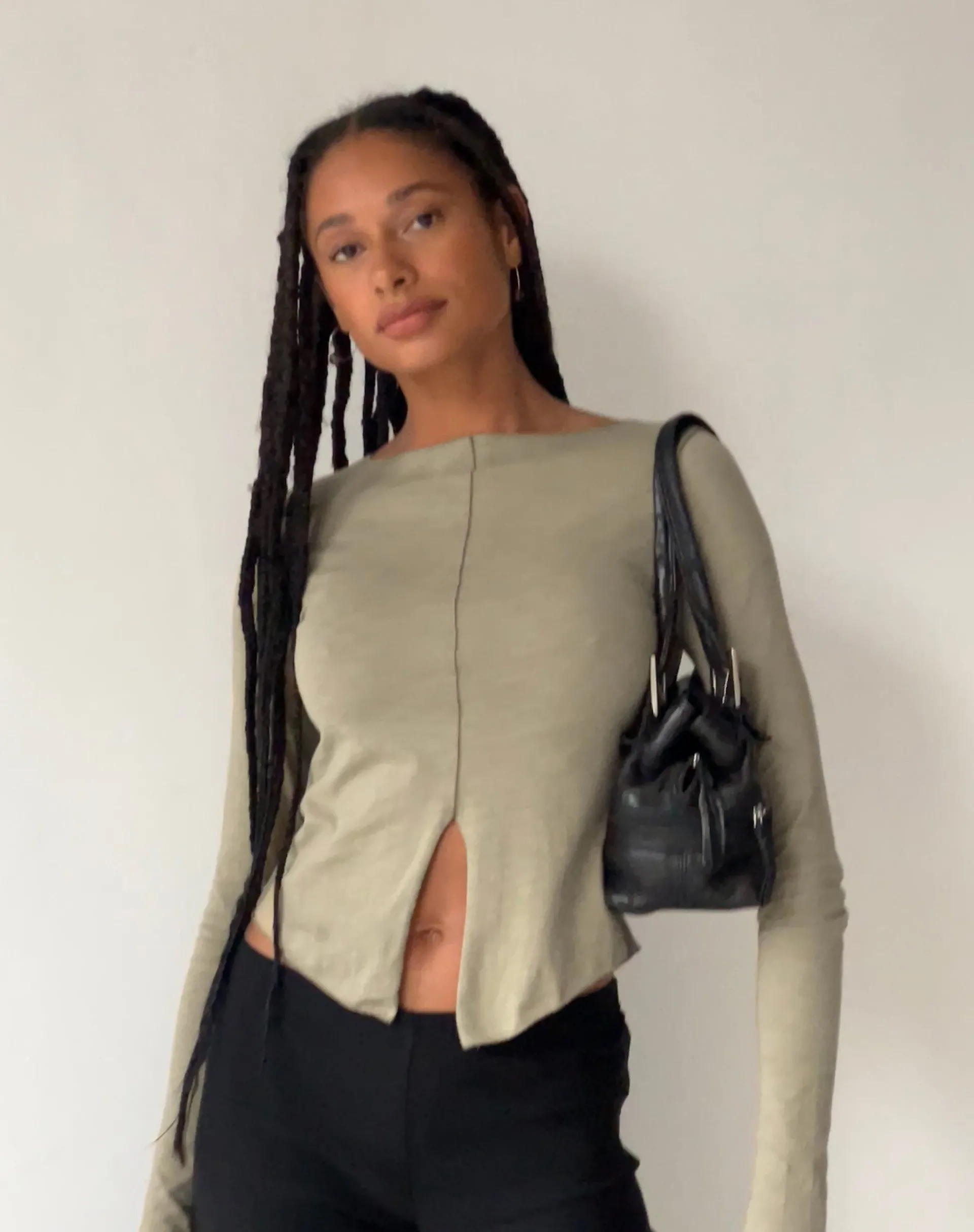 Motel Rocks Long Sleeve Tops-MOTEL X JACQUIE Fenrin Long Sleeve Butterfly Jersey Top in London Fog LondonFog