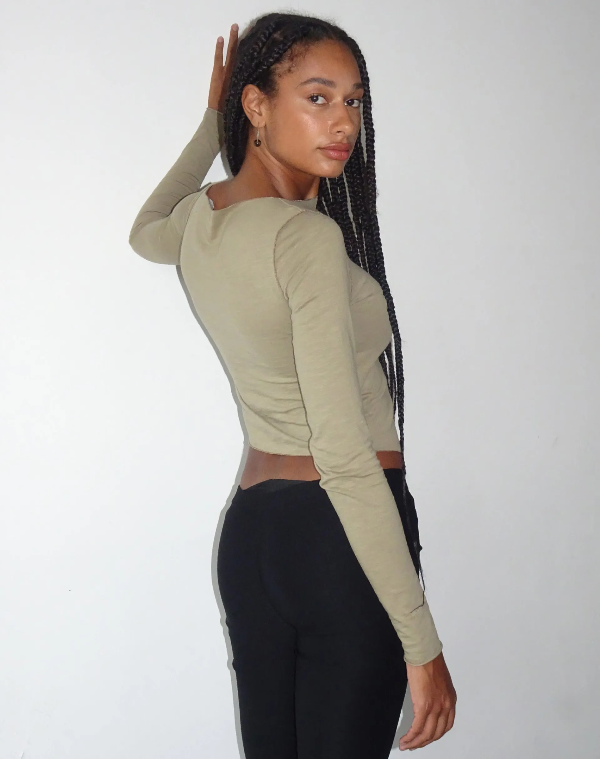 Motel Rocks Long Sleeve Tops-MOTEL X JACQUIE Fenrin Long Sleeve Butterfly Jersey Top in London Fog LondonFog