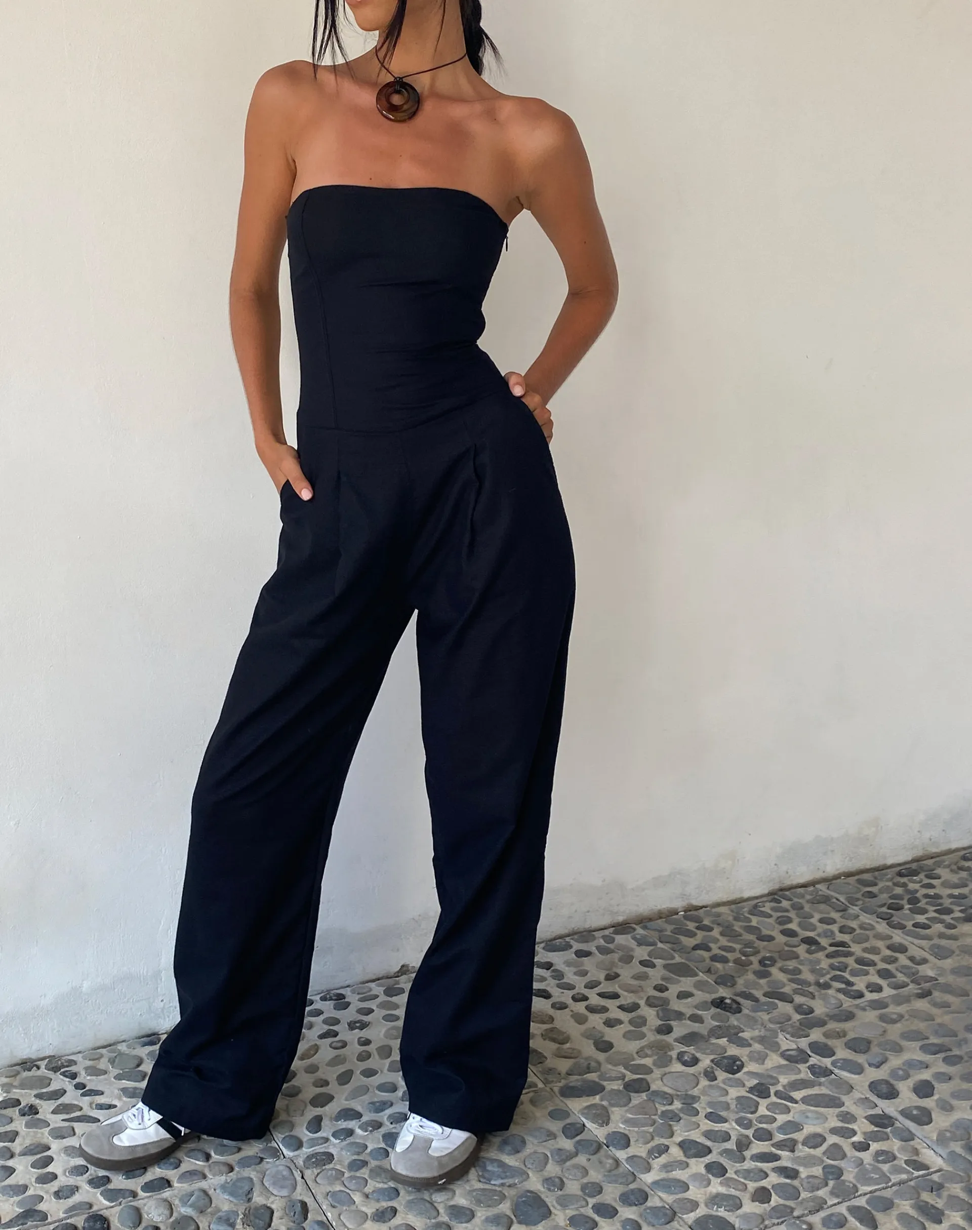 Motel Rocks Jumpsuits & Rompers | Basics-MOTEL X JACQUIE Kyaria Bandeau Jumpsuit in Black