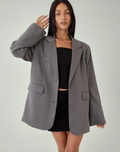 Motel Rocks Co-Ords | Jackets-MOTEL X JACQUIE Maiwa Blazer in Tailoring Charcoal TailoringCharcoal