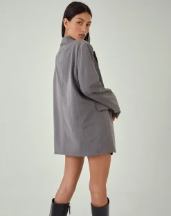 Motel Rocks Co-Ords | Jackets-MOTEL X JACQUIE Maiwa Blazer in Tailoring Charcoal TailoringCharcoal