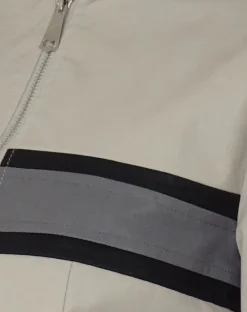 Motel Rocks Pu Jackets-MOTEL X JACQUIE Oliver Zip Up Jacket in Grey PU with Dark Grey Stripe PUSilverandGrey