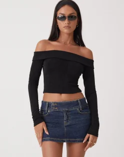 Motel Rocks Basics | Basic Tops-MOTEL X OLIVIA NEILL Nasari Crop Top in Crepe Black CrepeBlack
