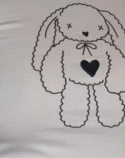Motel Rocks Printed Tops-MOTEL X Toni Agost Tattoo Izzy Tee in White with Heart Bunny Motif WhitewithHeartBunnyMotif
