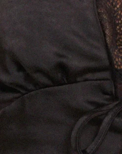 Motel Rocks Halterneck Tops | Lace Tops-Mutsuki Halterneck Top in Satin Black SatinBlack