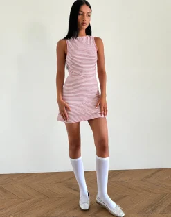 Motel Rocks Printed Dresses | Bodycon Dresses-Muzuki Jersey Mini Dress in Red and White Stripe