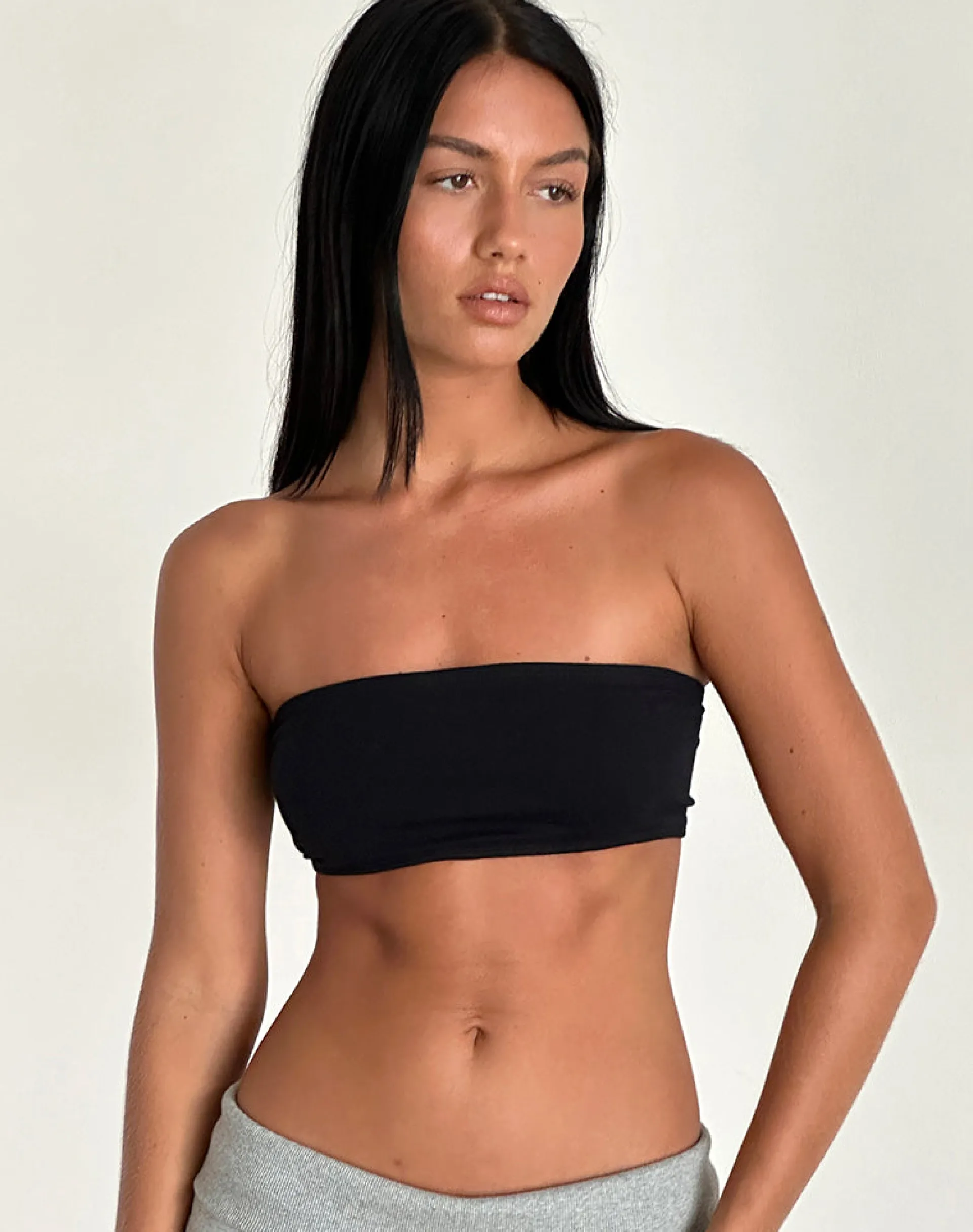 Motel Rocks Basic Tops | Crop Tops-Nabel Micro Tube Top in Black