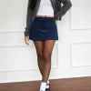 Motel Rocks A Line Skirts | Mini Skirts-Nadya Mini Skirt in Babycord Ink Blue