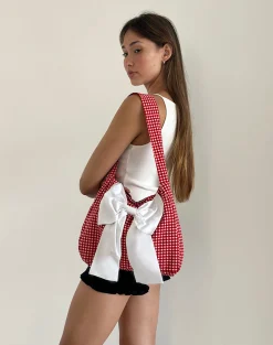 Motel Rocks Accessories-Nagi Bag in Red Gingham with White Bow RedGinghamwithWhiteBow