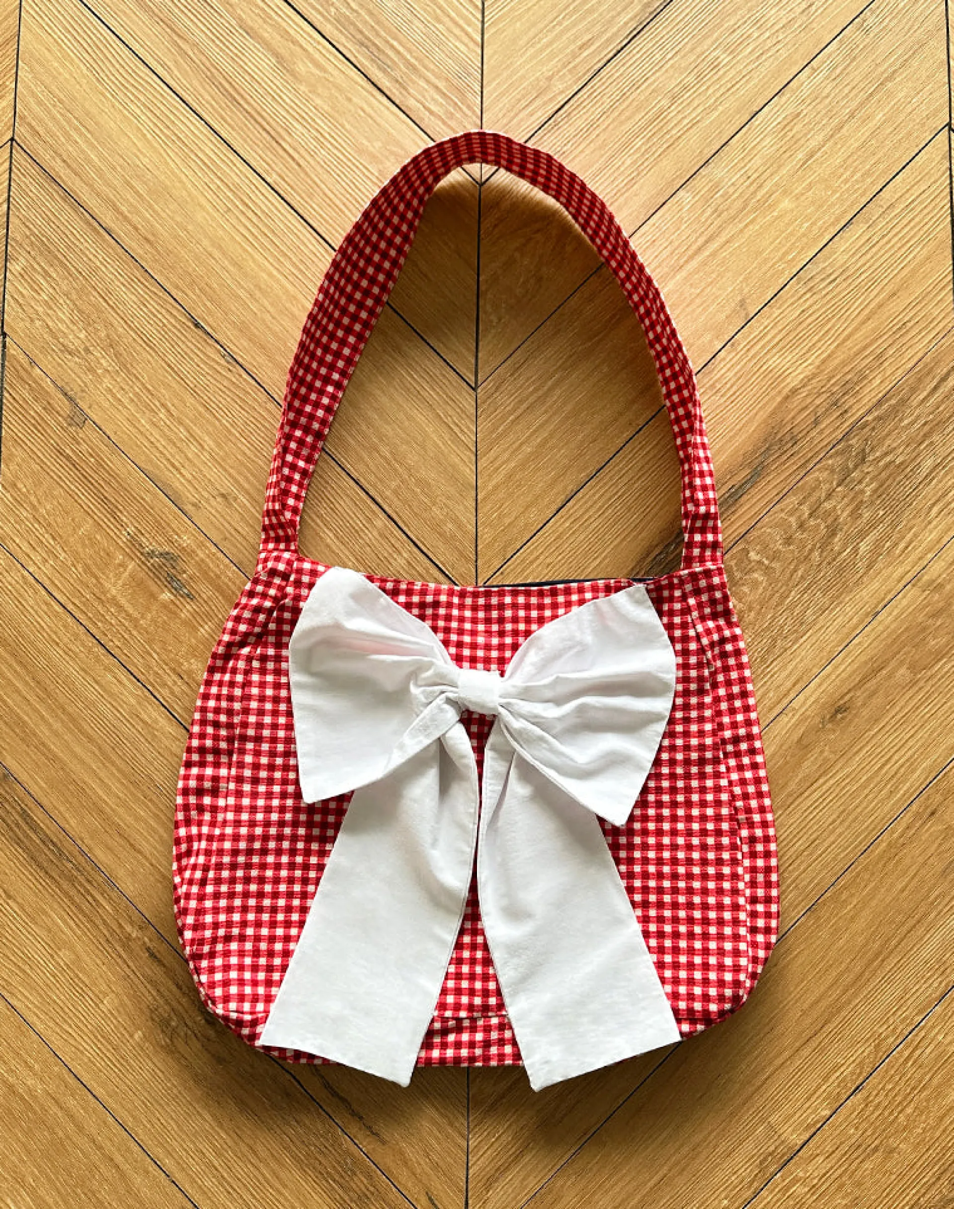 Motel Rocks Accessories-Nagi Bag in Red Gingham with White Bow RedGinghamwithWhiteBow