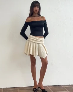 Motel Rocks Basic Tops | Long Sleeve Tops-Nagita Slinky Long Sleeve Bardot Top in Black