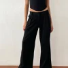 Motel Rocks Wide Leg Pants | Low Rise Pants-Nailaka Low Rise Wide Leg Tailored Trouser in Black