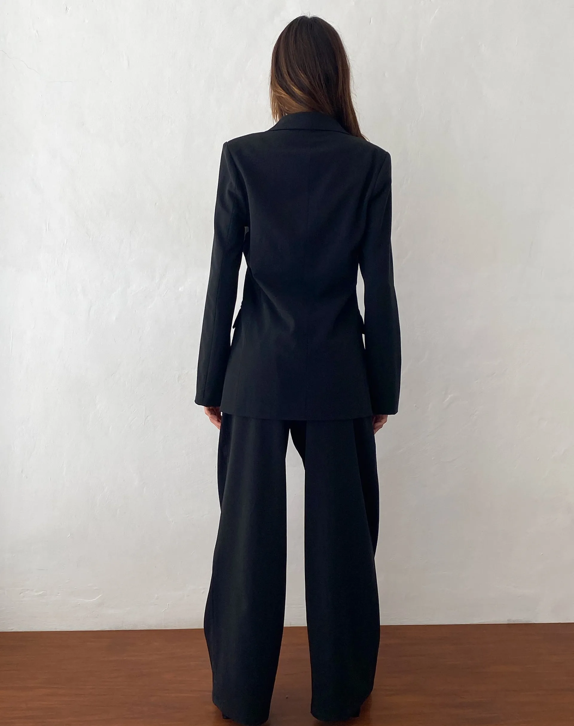 Motel Rocks Wide Leg Pants | Low Rise Pants-Nailaka Low Rise Wide Leg Tailored Trouser in Black