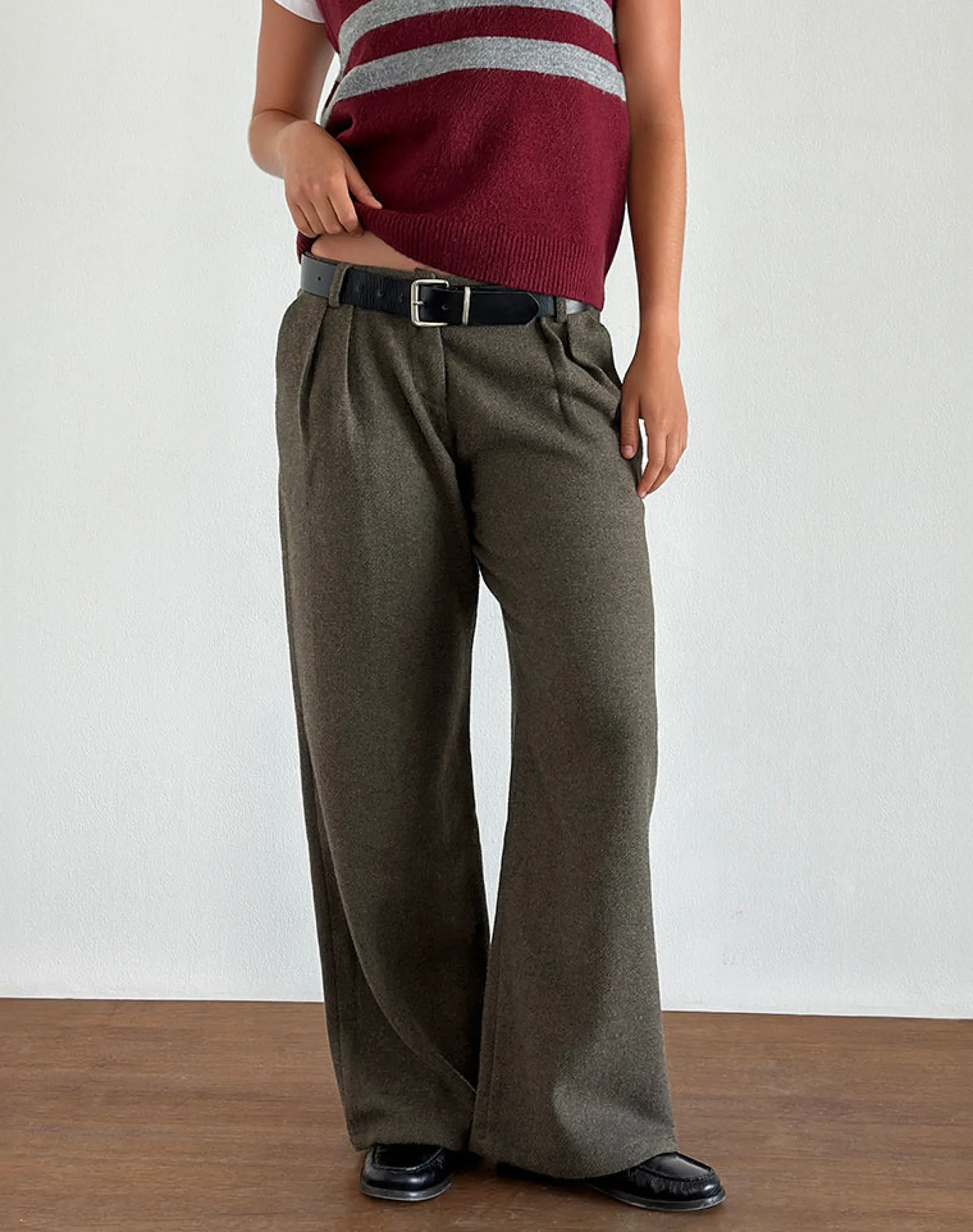 Motel Rocks Tailoring-Nailaka Tailored Trouser in Dark Taupe DarkTaupe