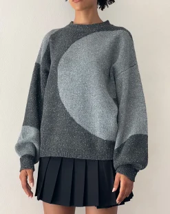 Motel Rocks Jumpers-Namari Jumper in Black and Charcoal Mix Knit BlackandCharcoalMixKnit