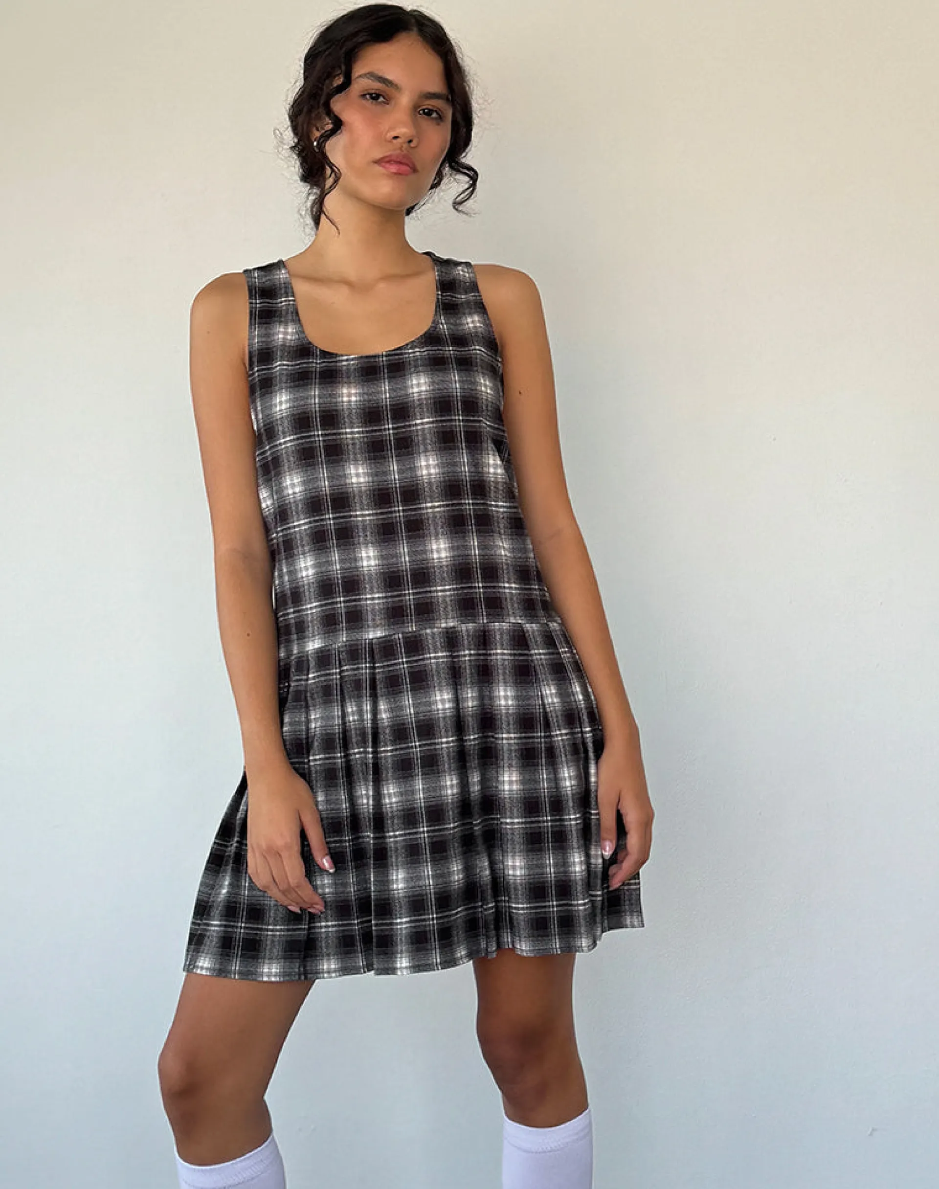 Motel Rocks Printed Dresses | Day Dresses-Namaya Mini Dress in Black White Check