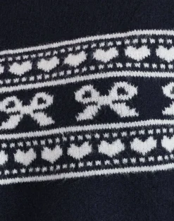 Motel Rocks Jumpers-Namirta Knitted Jumper in Peacoat with Fairisle Bow