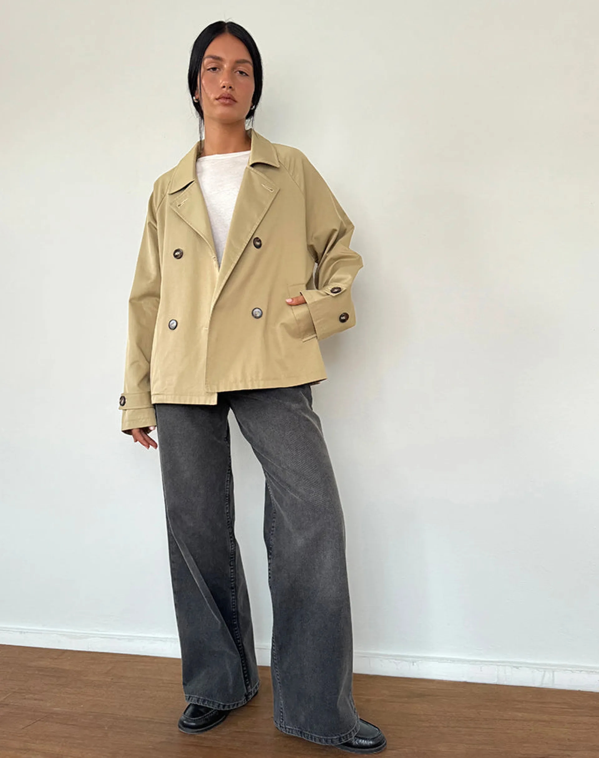Motel Rocks Jackets | Coats-Narto Boxy Trench Jacket in Tan