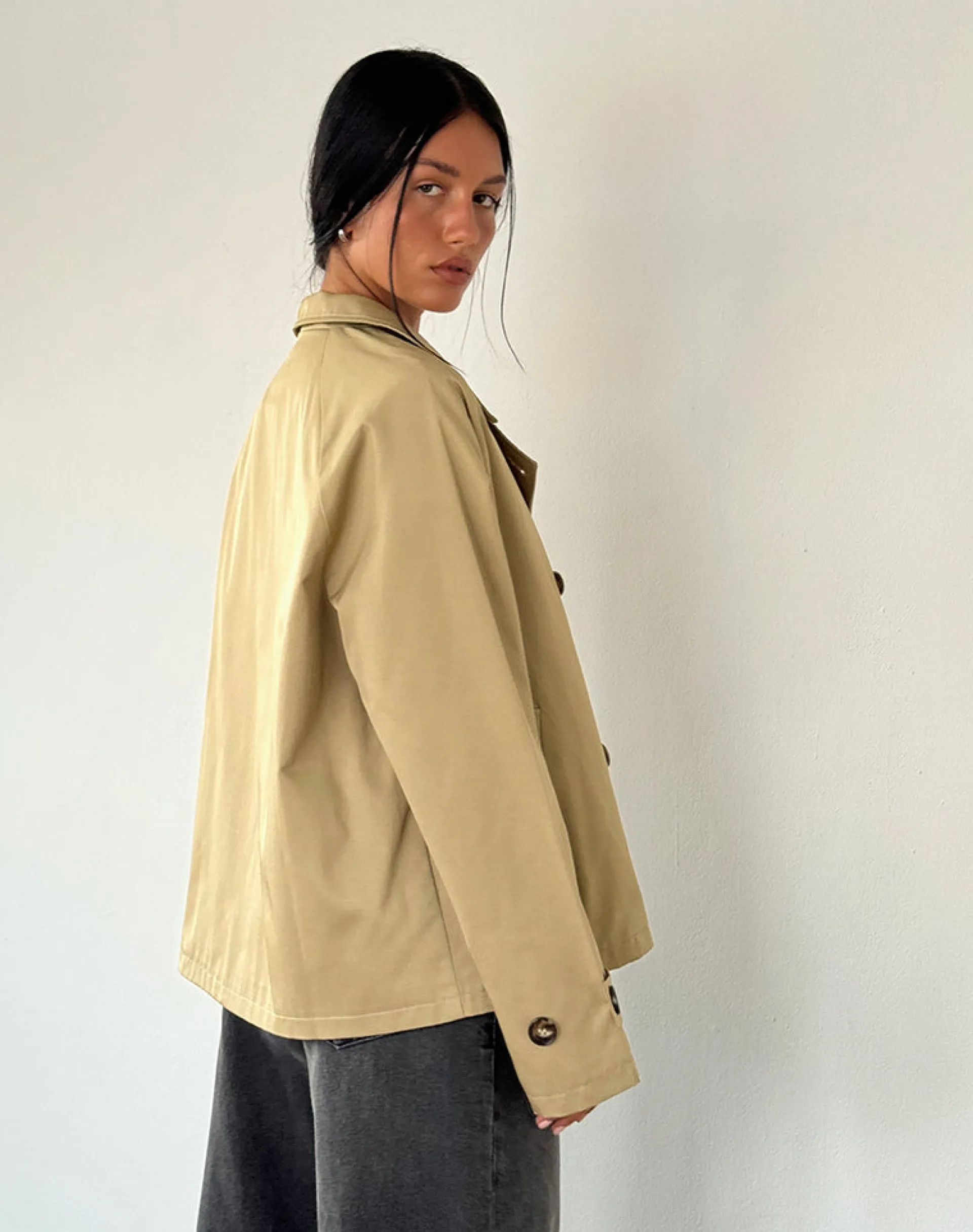 Motel Rocks Jackets | Coats-Narto Boxy Trench Jacket in Tan