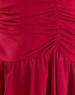 Motel Rocks Co-Ords | Mini Skirts-Nefeli Mini Skirt in Lycra Slinky Red LycraSlinkyRed