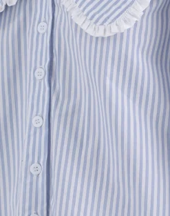 Motel Rocks Shirts And Blouses-Nelcy Oversized Collared Shirt in Small Vertical Stripe Blue