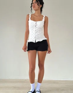 Motel Rocks Corset Tops-Neroli Corset Top in Broderie White