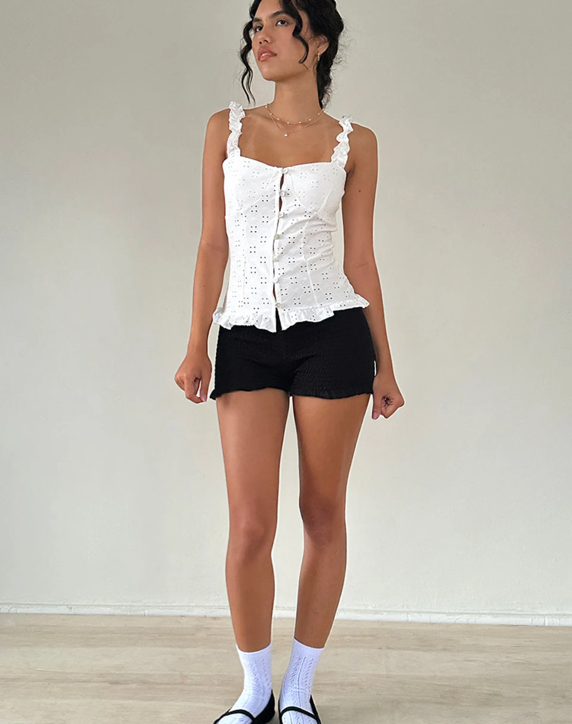 Motel Rocks Corset Tops-Neroli Corset Top in Broderie White