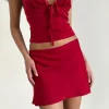 Motel Rocks Co-Ords | A Line Skirts-Nidya Aline Mini Skirt in Dark Red DarkRed