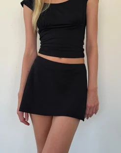 Motel Rocks Basics | A Line Skirts-Nidya A-Line Mini Skirt in Black