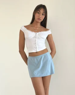 Motel Rocks Basics | A Line Skirts-Nidya A-Line Mini Skirt in Nantucket Blue NantucketBlue
