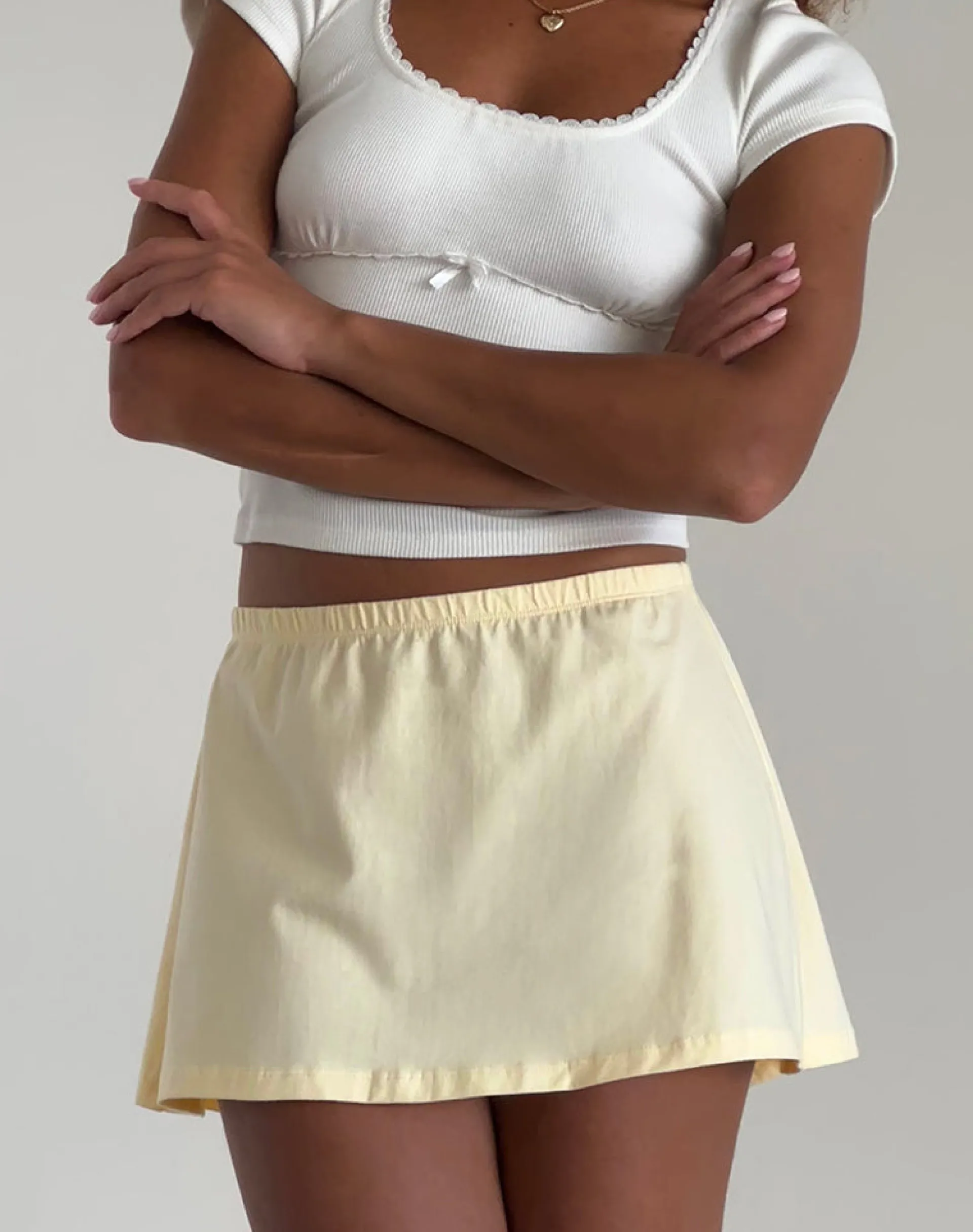 Motel Rocks A Line Skirts | Mini Skirts-Nidya A-Line Mini Skirt in Buttermilk
