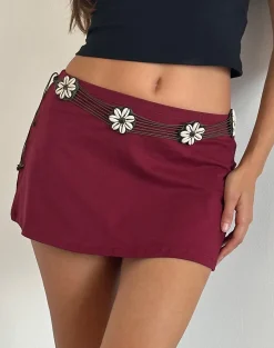 Motel Rocks A Line Skirts | Mini Skirts-Nidya Aline Mini Skirt in Burgundy