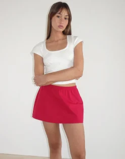 Motel Rocks A Line Skirts | Mini Skirts-Nidya A-Line Mini Skirt in Adrenaline Red AdrenalineRed