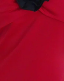 Motel Rocks Bandeau Dresses | Bodycon Dresses-Ninivala Dress in Red with Black Rosette RedwithBlackRosette