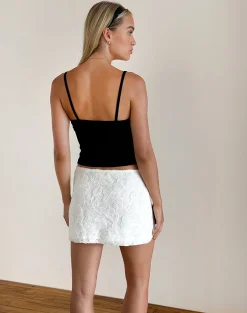 Motel Rocks Co-Ords | A Line Skirts-Nisya Skirt in Textured Floral White